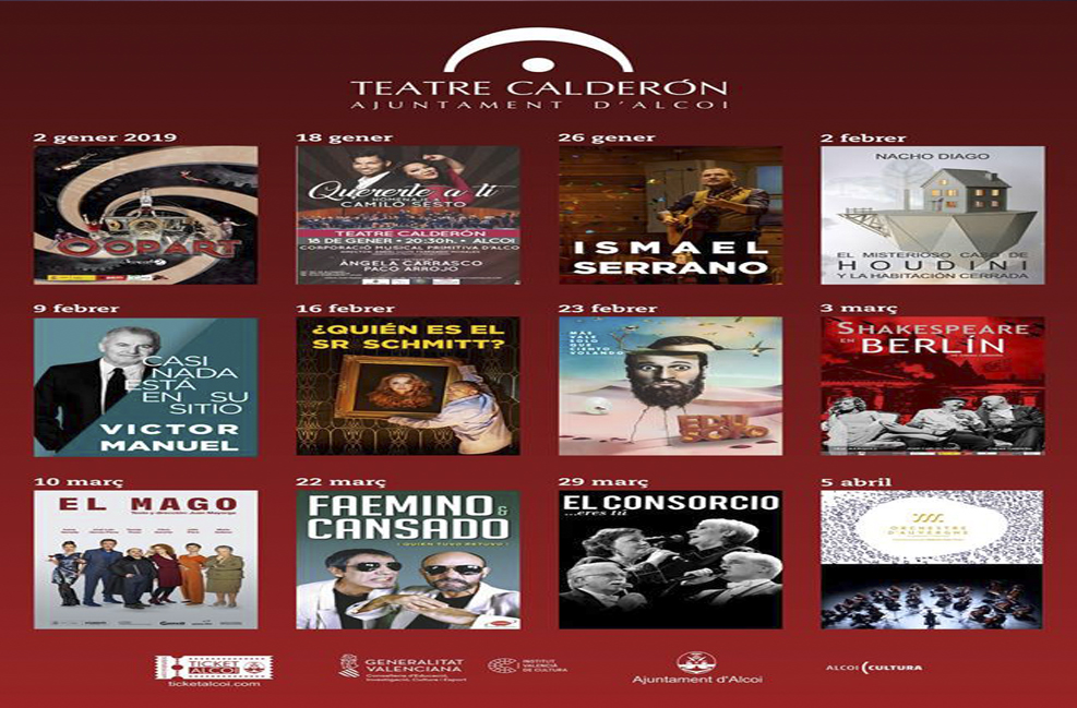 Ya en TICKETALCOI las entradas de los espectáculos del 1 er trimestres del 2019.